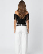 Black Fringe Top