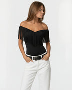 Black Fringe Top