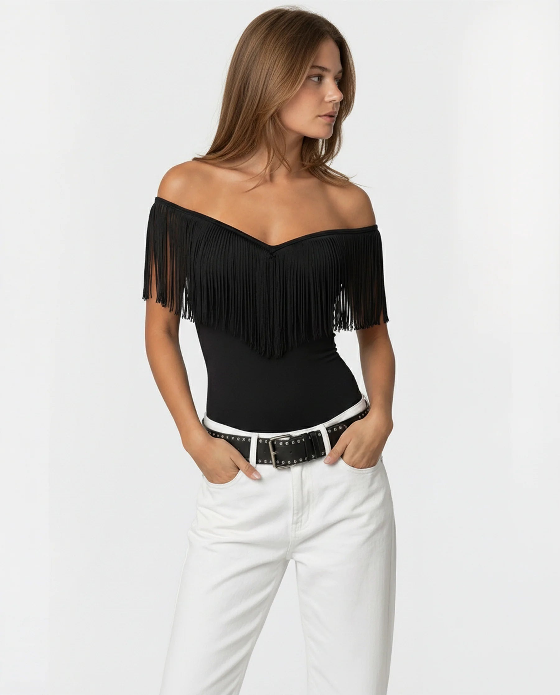 Black Fringe Top
