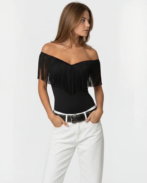 Black Fringe Top