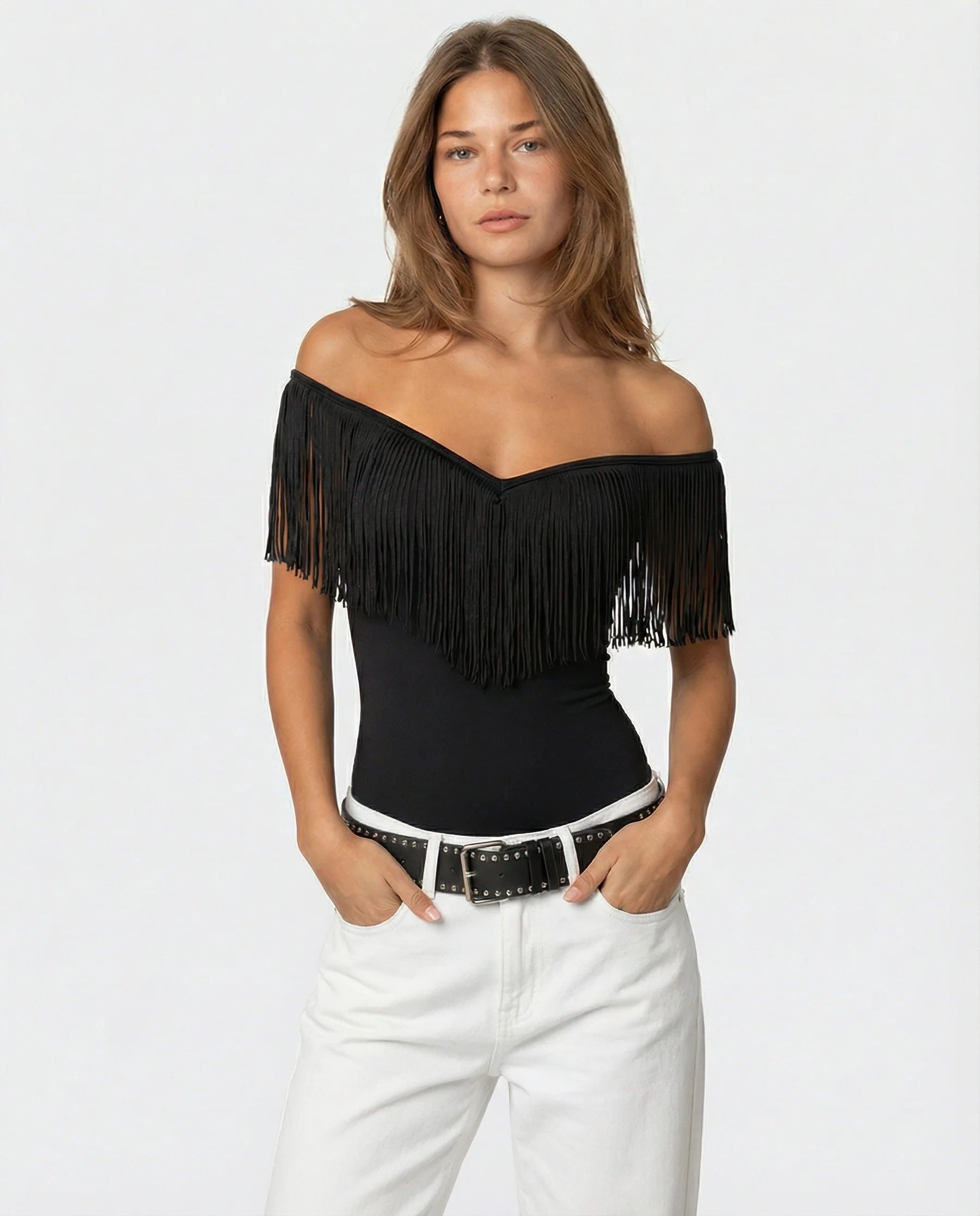 Black Fringe Top